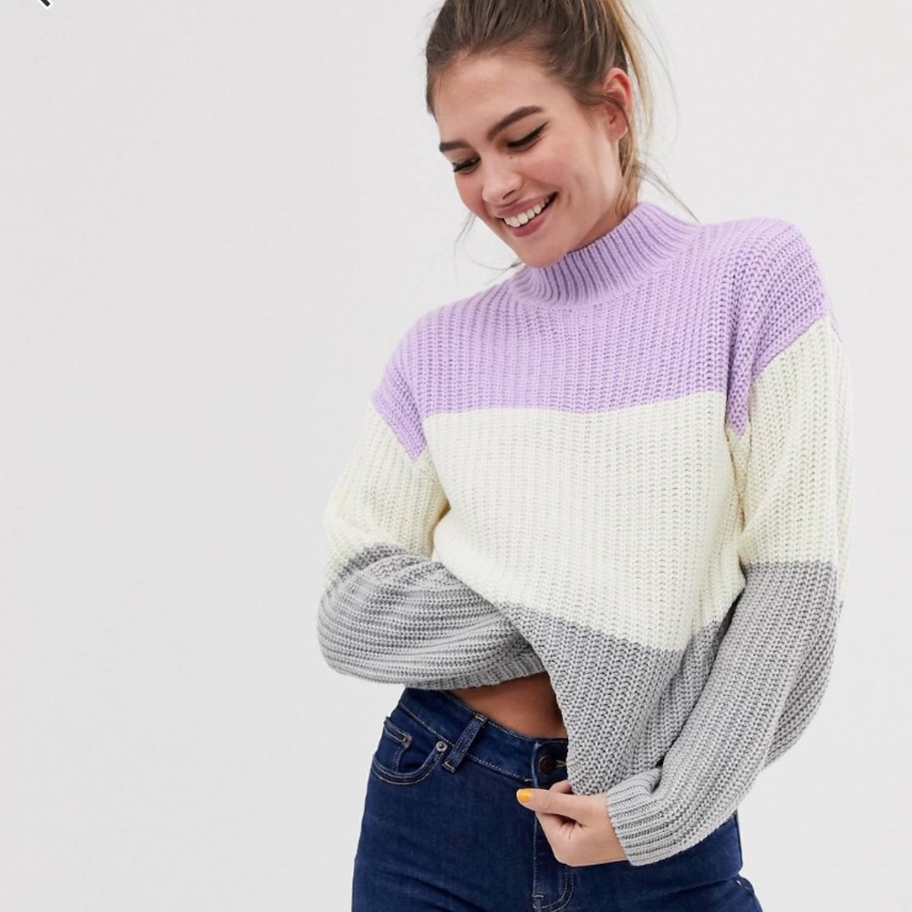 New Look Multi Stripe Sweater in Lilac